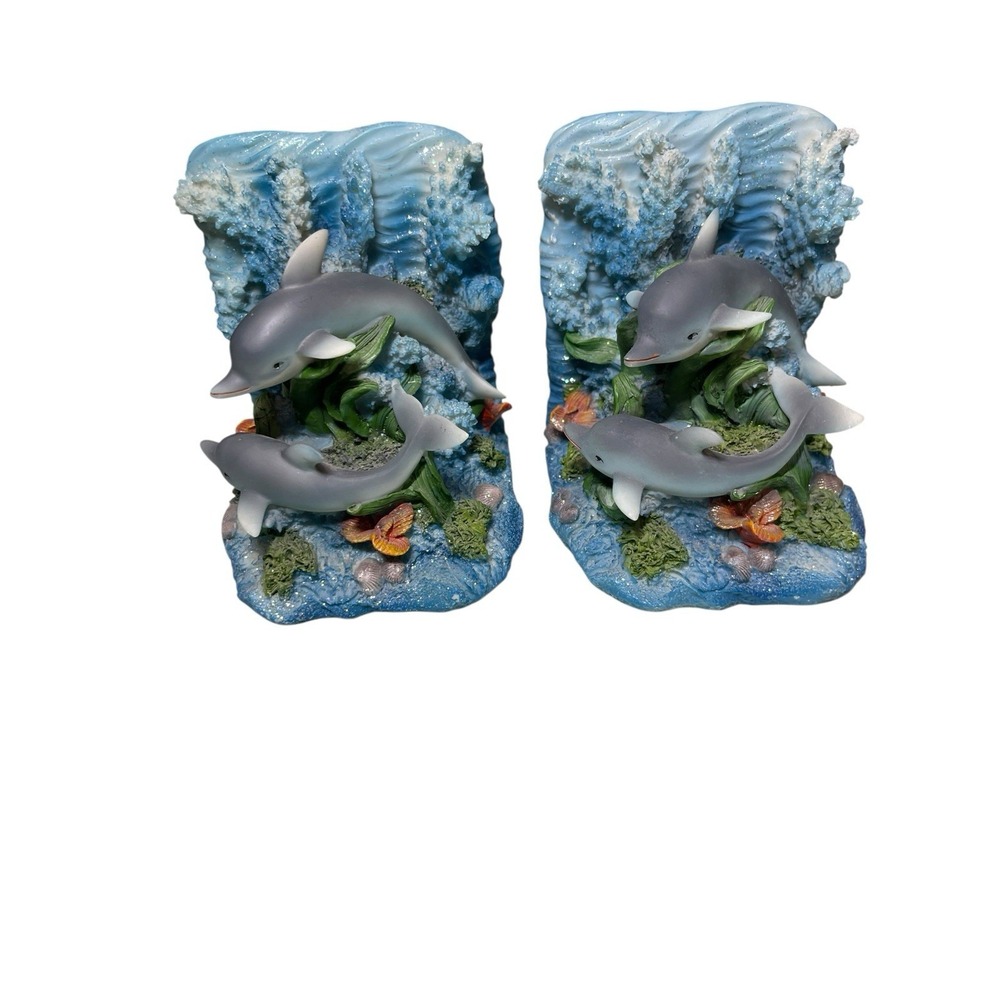 Dolphin 90s Nostalgia Bookends Set Figurine Y2K Coral Ocean Book End